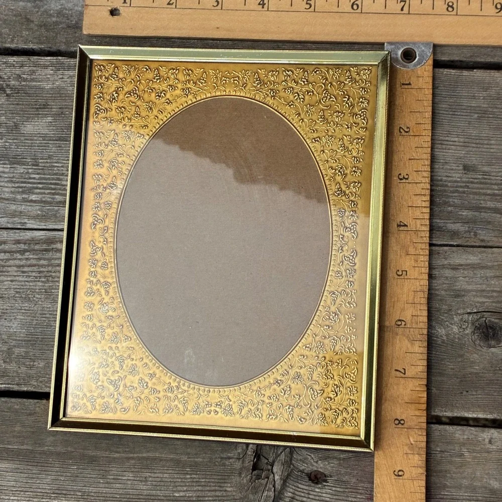 Carr Vintage Gold Tone Oval Picture Frame Set 7x9 5x7 Ornate Filigree Floral